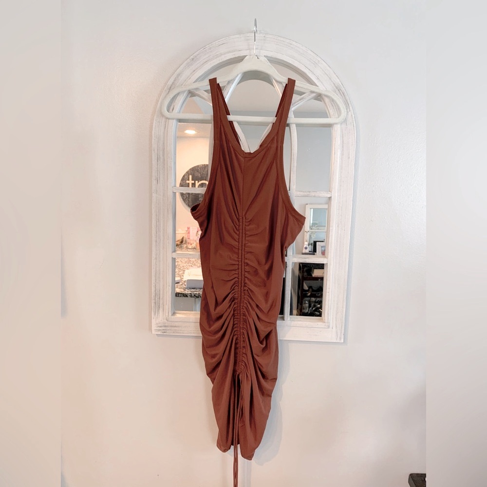 Elegant Brown Ruched Dress